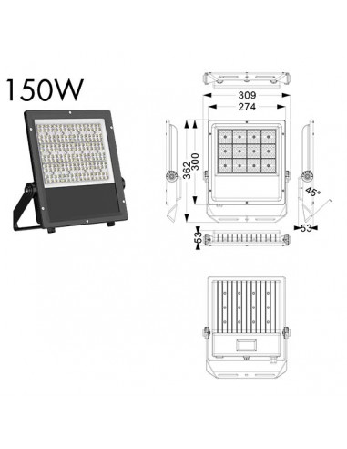 PROJECTEUR ROCK SYMETRIQUE 150W 3000K IP67 ASLED ROCK27S90
