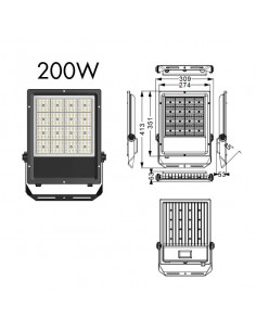 PROJECTEUR ROCK ASYMETRIQUE 200W IP67 ASLED ROCK33BCA50