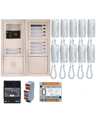 Pack audio 10 bp encastré module vigik centrale 10 gt1d & alim.  GTBA10E AIPHONE 200381