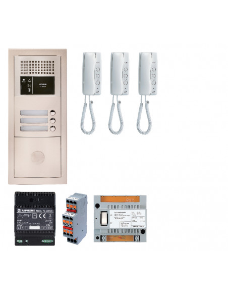 Pack audio 3 bp encastré module vigik centrale 3 gt1d & alim.  GTBA3E AIPHONE 200374