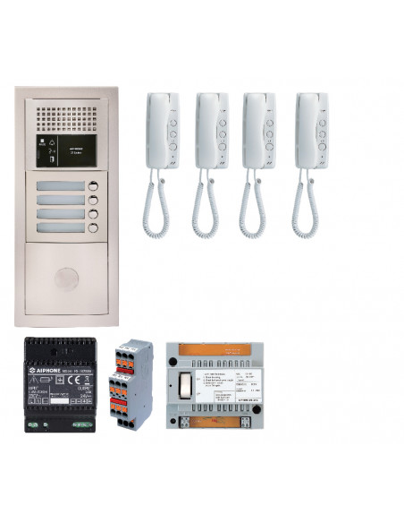 Pack audio 4 bp encastré module vigik centrale 4 gt1d & alim.  GTBA4E AIPHONE 200375