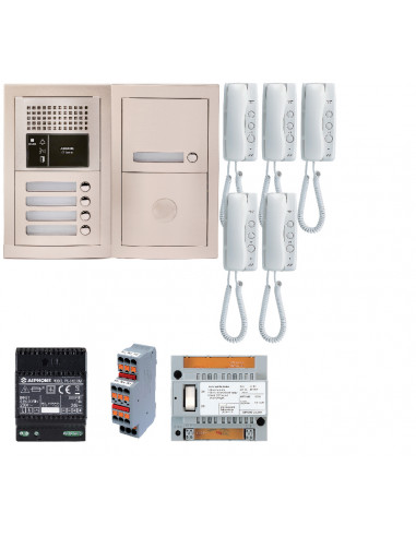 Pack audio 5 bp encastré module vigik centrale 5 gt1d & alim.  GTBA5E AIPHONE 200376