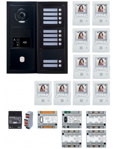 Pack GT vidéo 10 BP programmé avec platine façade noire satin GTBV10EB AIPHONE 200462