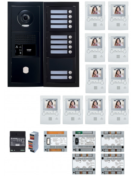 Pack GT vidéo 10 BP programmé avec platine façade noire satin GTBV10EB AIPHONE 200462