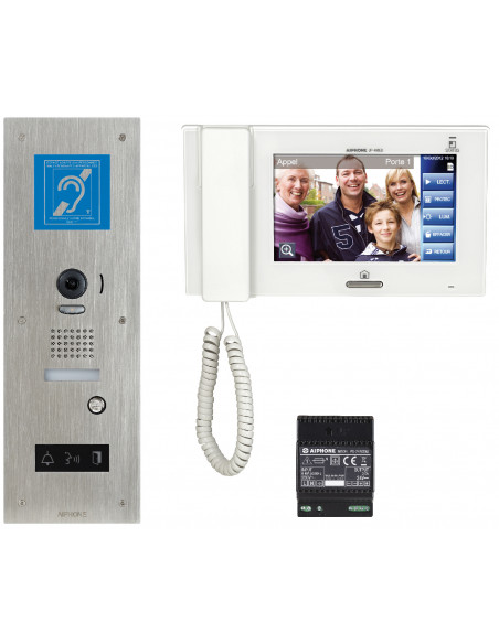 Kit vidéo access. boucle magnét. platine inox enc. jpdvflbm+jp4med+ps2420d JPS4AEDFLBM AIPHONE 130341