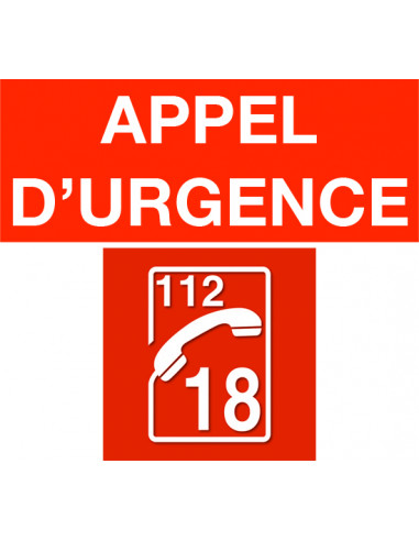 Jeu de 2 stickers (APPEL D'URGENCE & 112/18 sur fond rouge) pour IXDVFLBPR STICKER-SDIS AIPHONE 201030