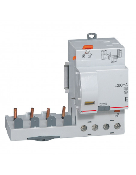 Bloc différentiel adaptable automatique DX³ pour disjoncteur 1 module par pôle 4 Pôles 400V 63A type AC 300mA LEGRAND 410518