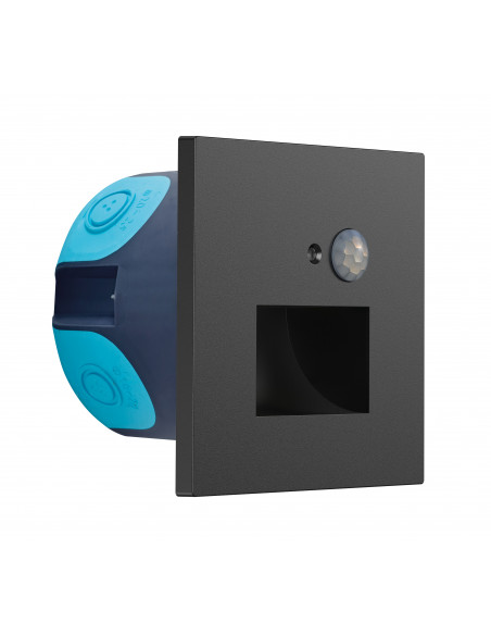 WALL Encastré Mur noir PIR Sensor 3CCT 27-30-4000K 2W 20lm ARIC 51840