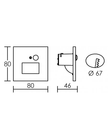 WALL Encastré Mur noir PIR Sensor 3CCT 27-30-4000K 2W 20lm ARIC 51840