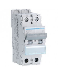 Disjoncteur 2 Pôles 10kA courbe C 50A 2 modules HAGER NFN250 2