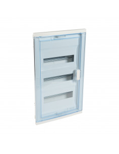 Coffret modulaire encastré 3 rangées 36+6 modules avec porte isolante galbée transparente LEGRAND 001523