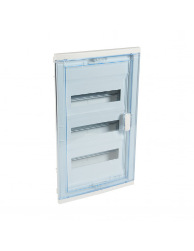 Coffret modulaire encastré 3 rangées 36+6 modules avec porte isolante galbée transparente LEGRAND 001523