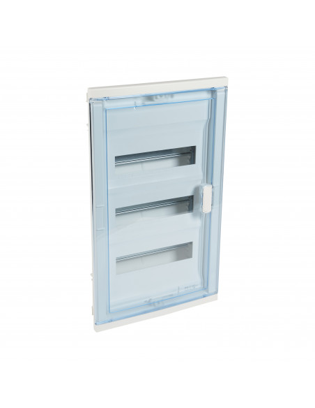 Coffret modulaire encastré 3 rangées 36+6 modules avec porte isolante galbée transparente LEGRAND 001523