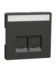 D-Life enjoliveur prise double RJ45 S-One porte-étiquette anthracite SCHNEIDER MEG4574-6034