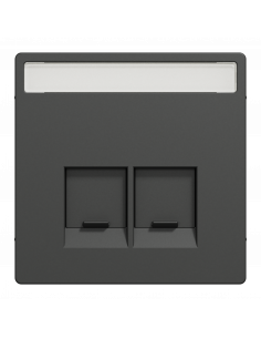 D-Life enjoliveur prise double RJ45 S-One porte-étiquette anthracite SCHNEIDER MEG4574-6034 2