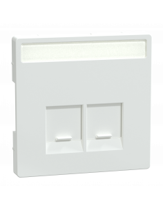 D-Life enjoliveur prise double RJ45 S-One porte-étiquette blanc lotus SCHNEIDER MEG4574-6035