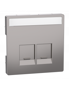 D-Life enjoliveur prise double RJ45 S-One porte-étiquette métal nickel SCHNEIDER MEG4574-6050