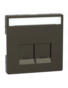D-Life enjoliveur prise double RJ45 S-One porte-étiquette métal mocca SCHNEIDER MEG4574-6052