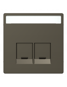 D-Life enjoliveur prise double RJ45 S-One porte-étiquette métal mocca SCHNEIDER MEG4574-6052 2