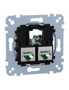 D-Life prise double RJ45 équipée S-One Cat6 FTP/STP blindé méca seul SCHNEIDER MEG4576-0022