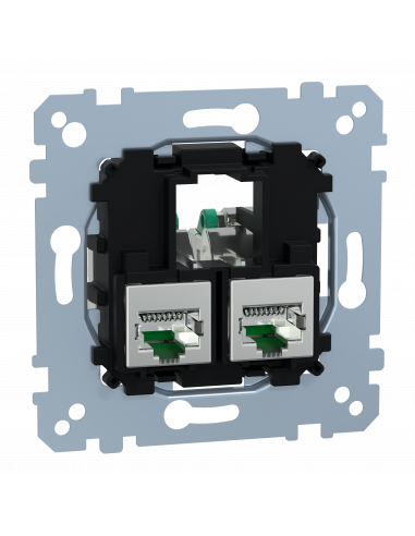 D-Life prise double RJ45 équipée S-One Cat6 FTP/STP blindé méca seul SCHNEIDER MEG4576-0022