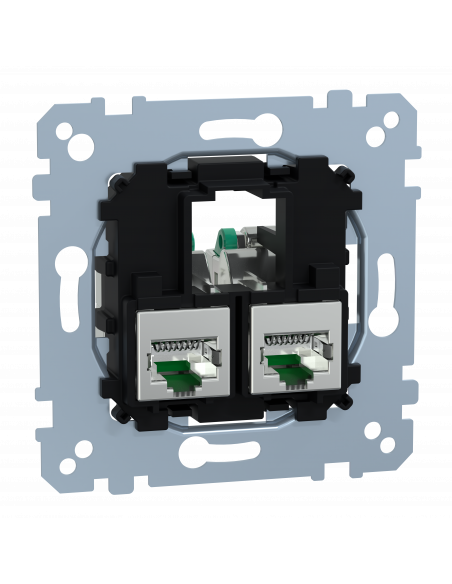 D-Life prise double RJ45 équipée S-One Cat6 FTP/STP blindé méca seul SCHNEIDER MEG4576-0022