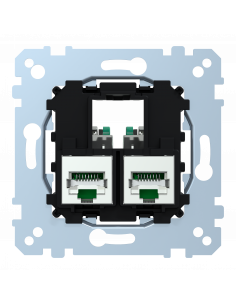 D-Life prise double RJ45 équipée S-One Cat6 FTP/STP blindé méca seul SCHNEIDER MEG4576-0022 2