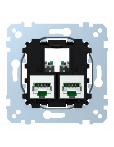 D-Life prise double RJ45 équipée S-One Cat6 FTP/STP blindé méca seul SCHNEIDER MEG4576-0022