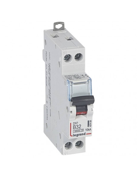 Disjoncteur DX³6000 arrivée haute et départ bas à vis U+N 230V~ 32A courbe B 1 module LEGRAND 407458