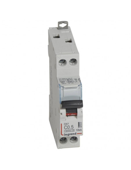 Disjoncteur DX³6000 10kA arrivée haute et départ bas à vis U+N 230V~ 0,5A courbe C 1 module LEGRAND 407691