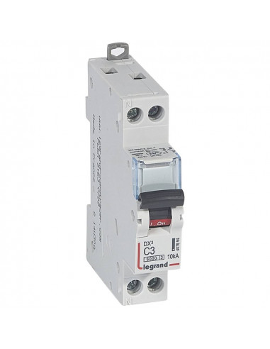 Disjoncteur DX³6000 10kA arrivée haute et départ bas à vis U+N 230V 3A courbe C 1 module LEGRAND 407694