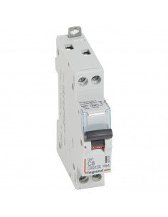Disjoncteur DX³6000 10kA arrivée haute et départ bas à vis U+N 230V~ 8A courbe C 1 module LEGRAND 407697