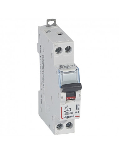 Disjoncteur DX³6000 6kA à vis U+N 230V 40A courbe C 1 module LEGRAND 407704