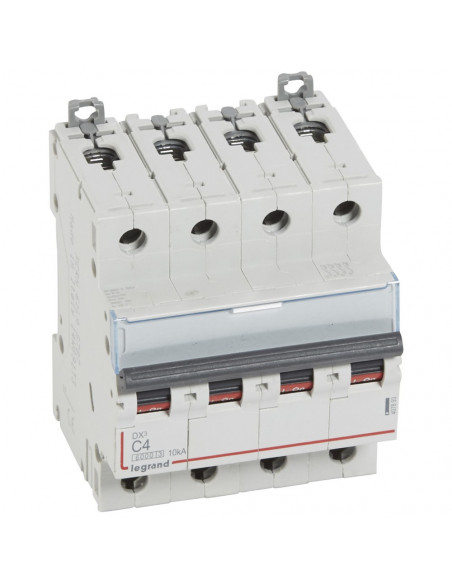 Disjoncteur DX³6000 arrivée haute et départ bas à vis 4 Pôles 400V~ 4A courbe C pour peigne HX³ traditionnel LEGRAND 407893