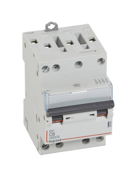 Disjoncteur DX³6000 arrivée haute et départ bas à vis 4 Pôles 400V 6A courbe C pour peigne HX³ optimisé LEGRAND 407905