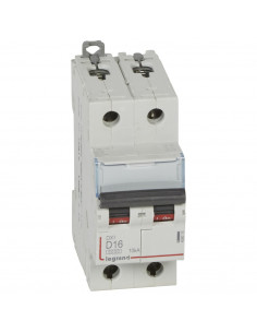 Disjoncteur DX³6000 arrivée haute et départ bas à vis 2 Pôles 230V à 400V~ 16A courbe D 2 modules LEGRAND 408015