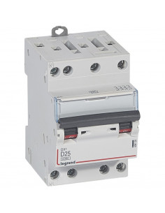 Disjoncteur DX³6000 10kA arrivée haute et départ bas à vis 4 Pôles 400V 25A courbe D pour peigne HX³ optimisé LEGRAND 408128