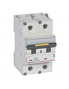 Disjoncteur DX³10000 16kA arrivée haute et départ bas à vis 2 Pôles 230V~ à 400V~ 125A courbe C 3 modules LEGRAND 409230