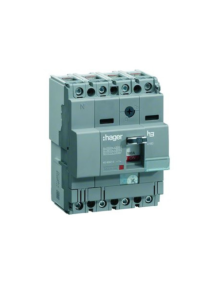 Disjoncteur boîtier moulé x160 4 Pôles 25kA 125A HAGER HHA126H