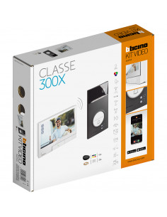 Kit Portier Classe 300X Blanc + platine Linéa 3000 Noire avec badges BTICINO BT363945