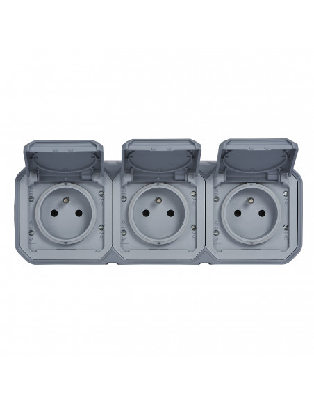 Triple prise de courant précâblée Plexo complet Gris LEGRAND 069763L