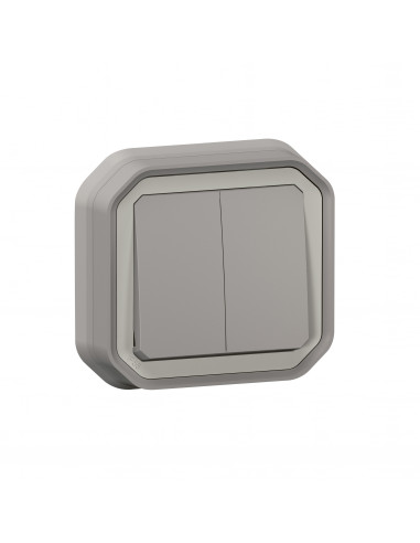 Plexo double interrupteur ou va-et-vient ou poussoir Gris encastré LEGRAND 070072L