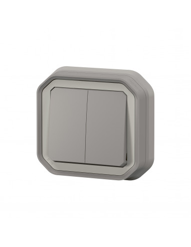 Plexo double interrupteur ou va-et-vient ou poussoir Gris encastré LEGRAND 070072L