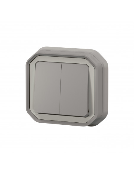 Plexo double interrupteur ou va-et-vient ou poussoir Gris encastré LEGRAND 070072L