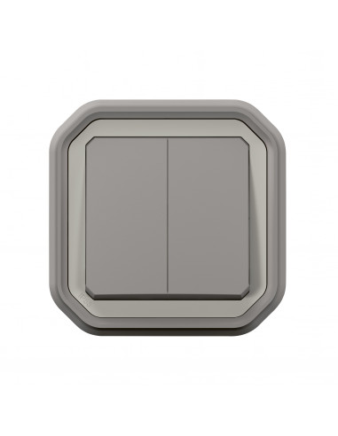 Plexo double interrupteur ou va-et-vient ou poussoir Gris encastré LEGRAND 070072L