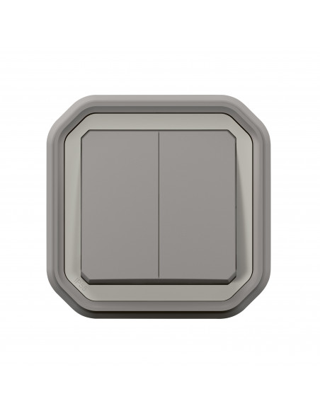 Plexo double interrupteur ou va-et-vient ou poussoir Gris encastré LEGRAND 070072L