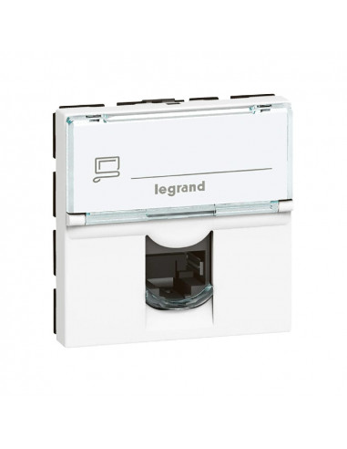 Prise RJ45 Mosaic catégorie 6A STP 2 modules blanc antimicrobien LEGRAND 076585