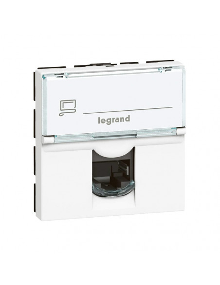 Prise RJ45 Mosaic catégorie 6A STP 2 modules blanc antimicrobien LEGRAND 076585