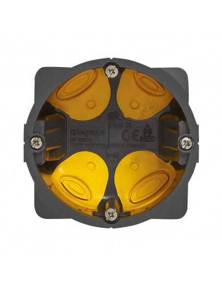 Boîte d'encastrement monoposte Eco Batibox Ø 67mm ou 2 modules profondeur 50mm LEGRAND 080031L