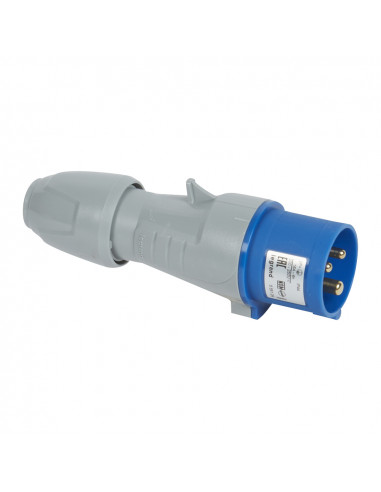 Fiche de puissance mâle avec terre 16A 230V droite IP44 3 broches LEGRAND 090103